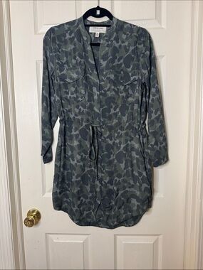 Cloth and Stone  Green Camo Shirt Dress